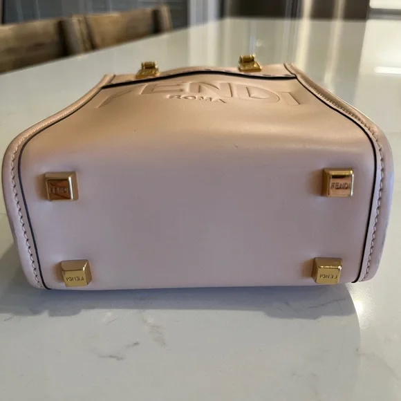 100% Authentic Fendi Pink Tortoishell Mini Sunshine Top Handle Crossbody Bag - Picture 5 of 11
